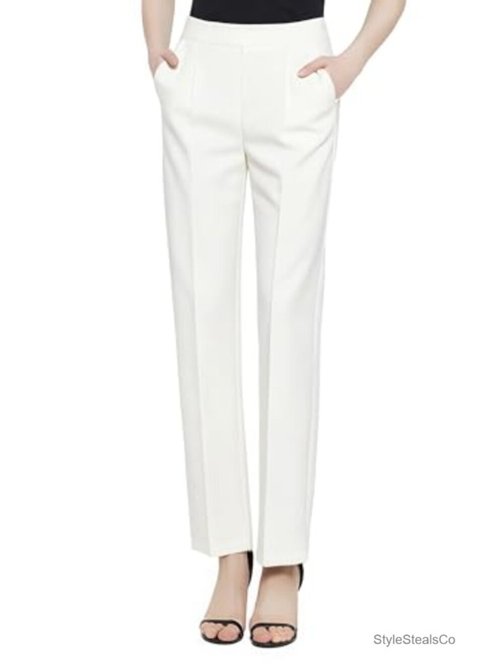 Women's Yoga Pants Stretchy Straight Leg Work Pants with Pockets